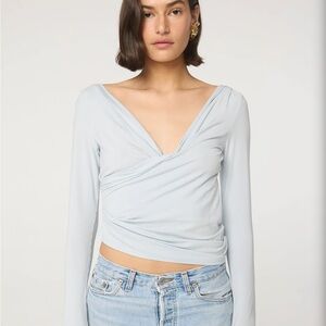 Elegant Light Blue Women's Wrap Top